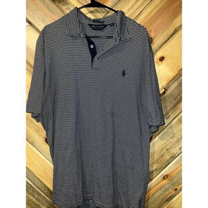 Polo Golf Ralph Lauren Mens Size Xl Vintage Lisle Cotton Polo Shirt Blue White